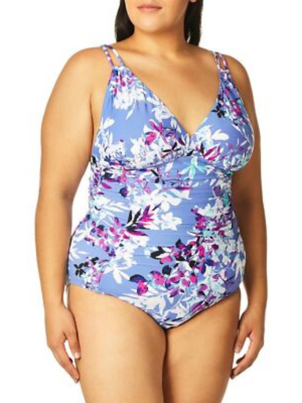 Calvin Klein Women's Shirred Surplus One Piece Swimsuit, Shadow Multi, 8